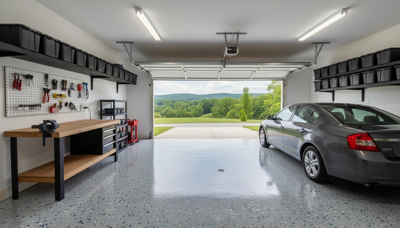 Modern Flake Epoxy Garage